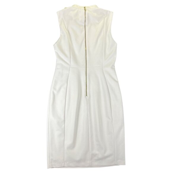 Calvin Klein Womens White Sleeveless Sheath Dress With Bow Detail Size 10 - Picture 9 of 11
